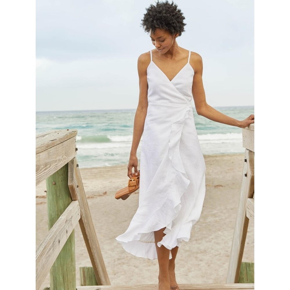 J.Mclaughlin Emilia Linen Wrap Dress S